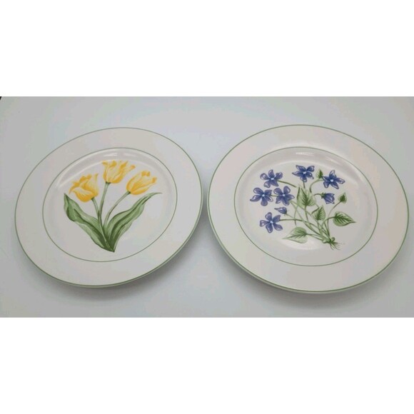 REED & BARTON THE ELEGANT TABLE DUTCH GARDEN SALAD PLATE Lunch Set Of 2 Tulip - Picture 1 of 6